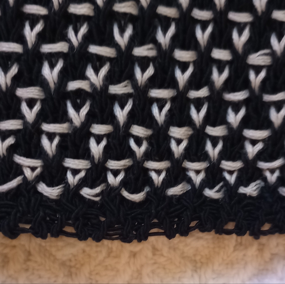 Eileen Fisher Organic Linen   Blend Hidden Snap Black White Knit Cardigan SZ L - Picture 6 of 11